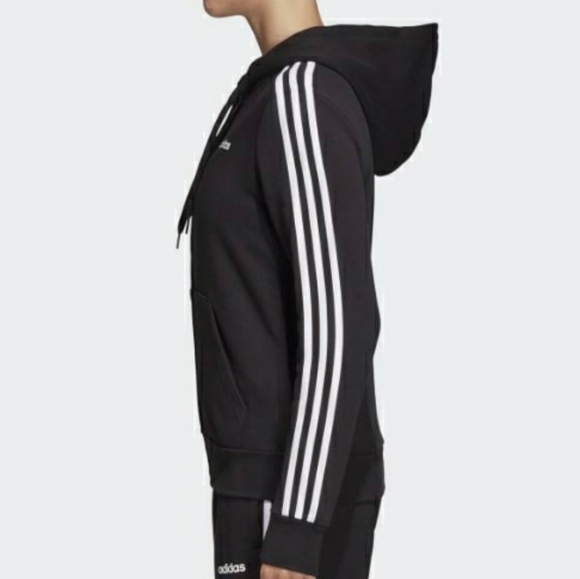NWT Adidas black white fleece hoodie zipper size M - Picture 6 of 6